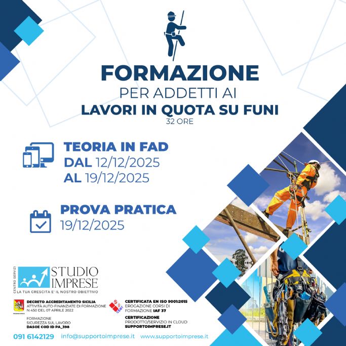 Lavori in quota su funi dic 2025