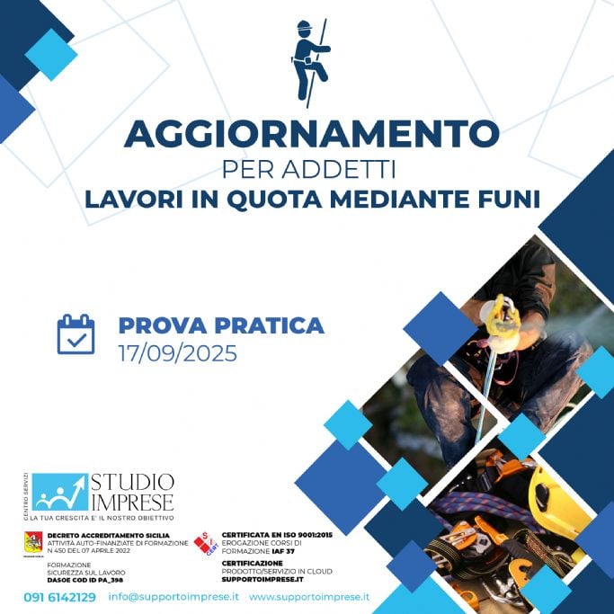 Corso di aggiornamento per l’uso sicuro delle funi di sollevamento Sett 2025