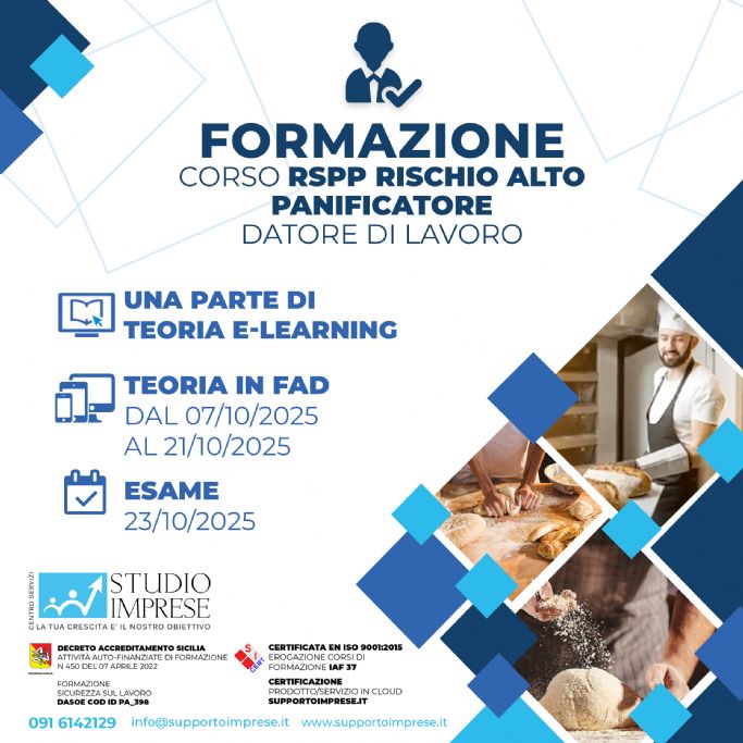 Corso RSPP – Settore Panificazione Sett 2025