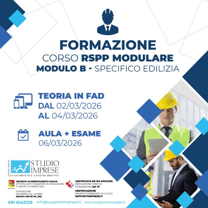 RSPP MODULARE MODULO B specifico Edilizia Marzo 2026