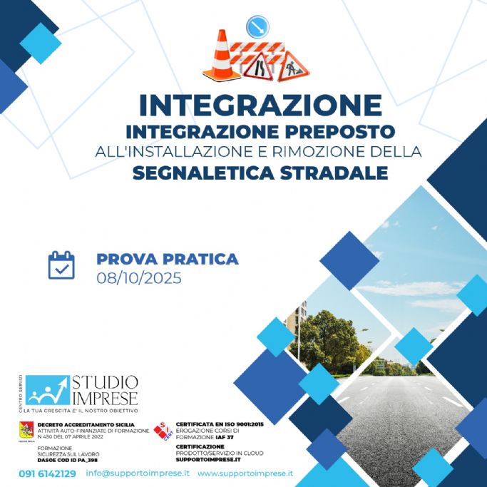 Integrazione per Preposto alla segnaletica stradale Ott 2025