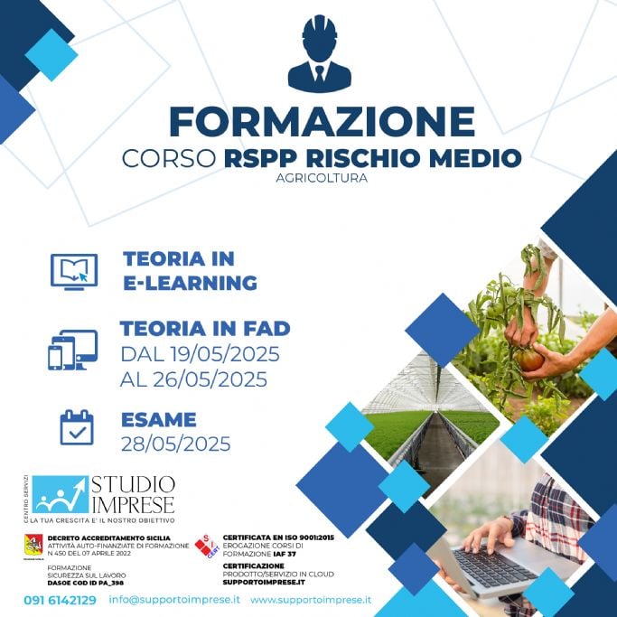 RSPP rischio medio agricoltura Maggio 2025