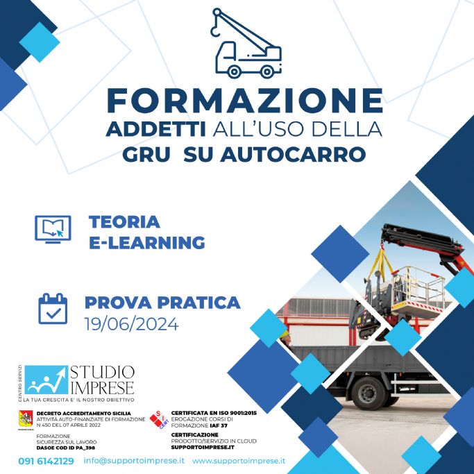 Formazione Addetti all´uso di Gru su Autocarro Giugno 2025