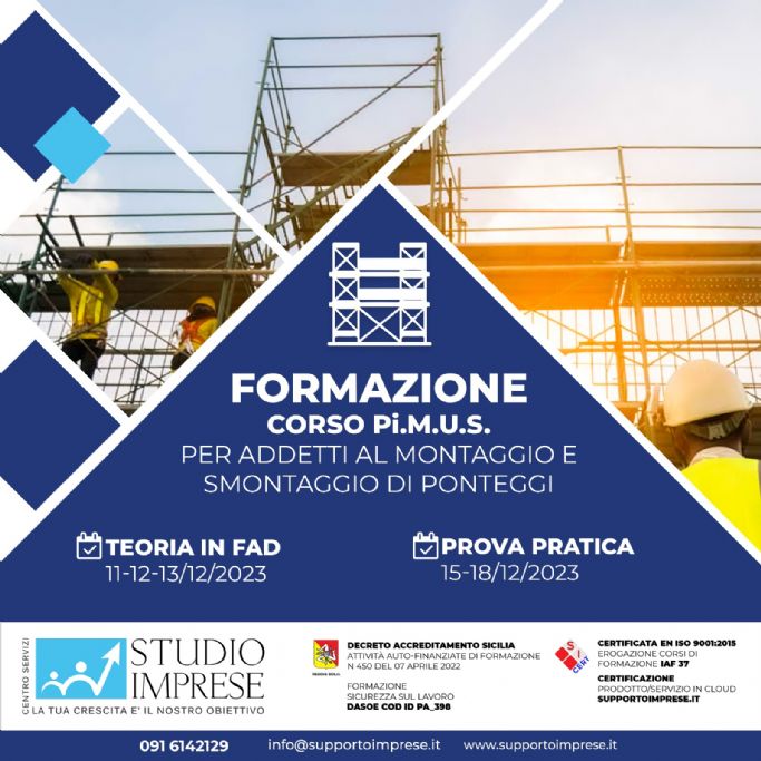 Formazione Corso Pi.M.U.S. per Addetti al montaggio e smontaggio di ponteggi