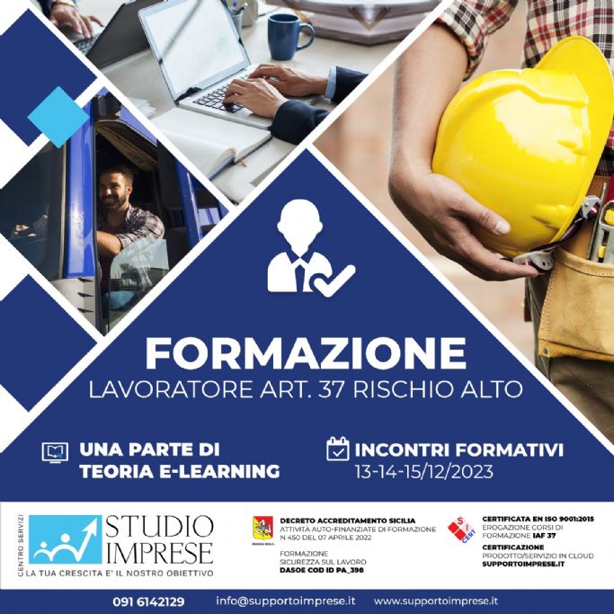 Formazione Lavoratore Articolo 37 Rischio Alto